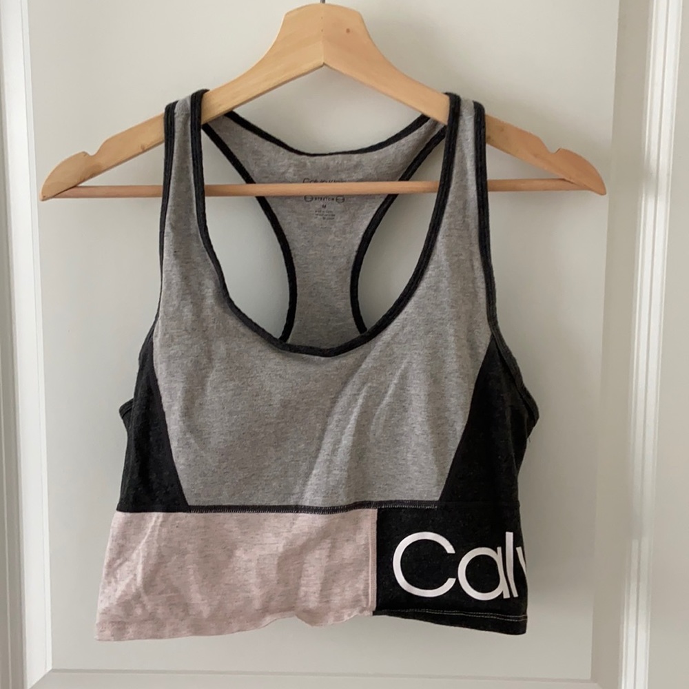 calvin klein colorblock longline sports bra top